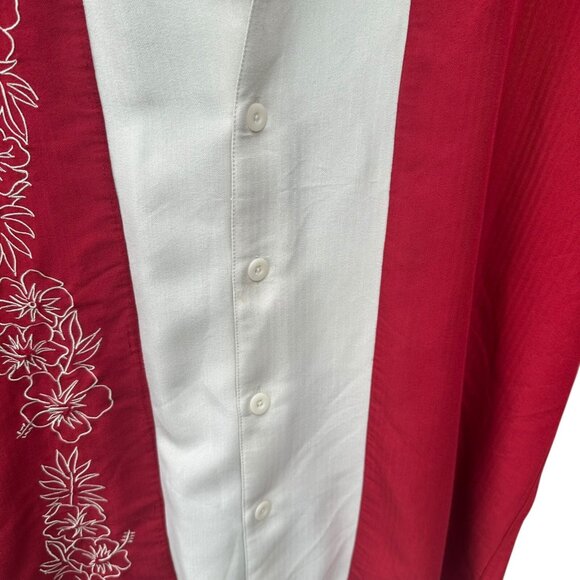 Caribbean Mens M Maroon Ivory Tropical Shirt Beach Resort Wear Button Up Collar - Picture 5 of 12
